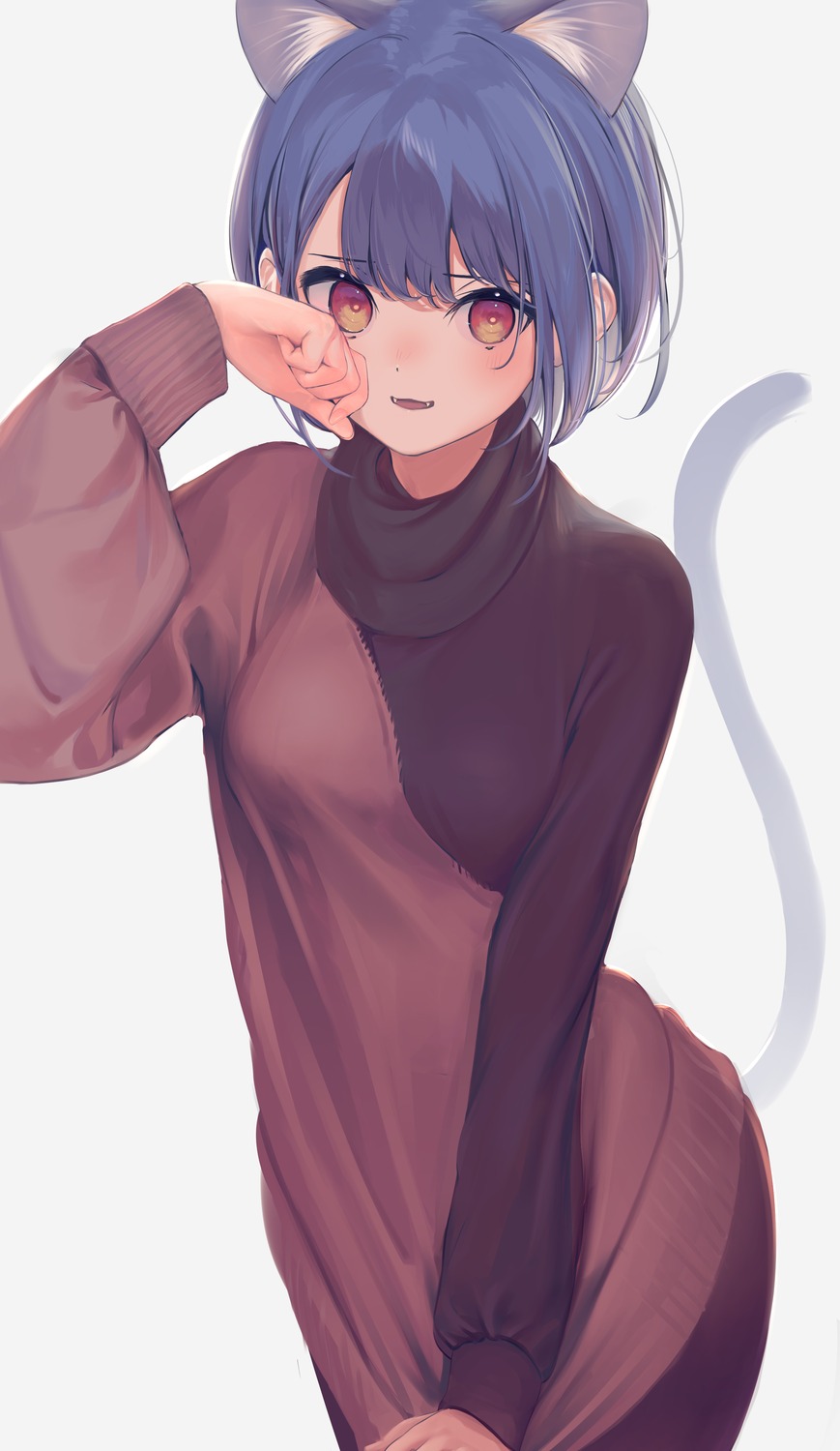 animal_ears dress nametarou_(meron) nekomimi sweater tail