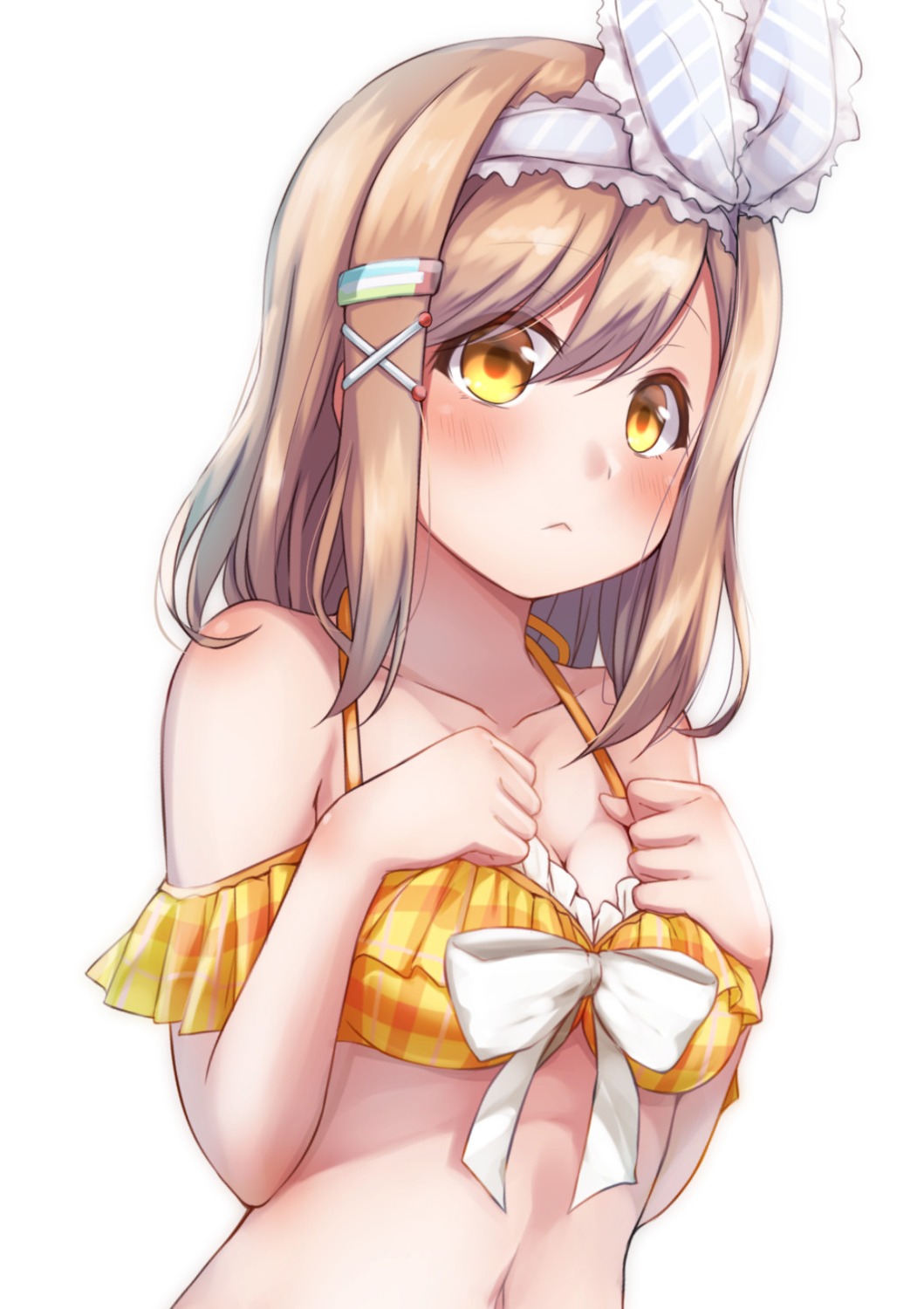 bikini_top breast_hold cleavage hitotsuki_no_yagi kunikida_hanamaru love_live!_sunshine!! swimsuits