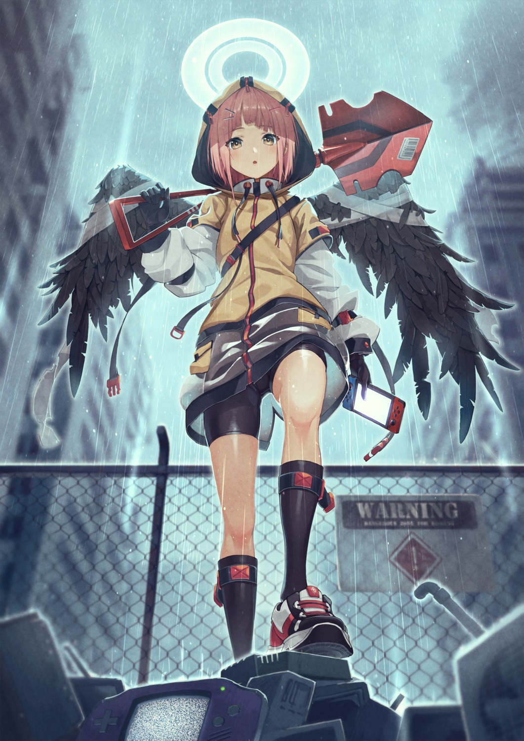 angel bandages bike_shorts kabu_(niniko2ko) wings
