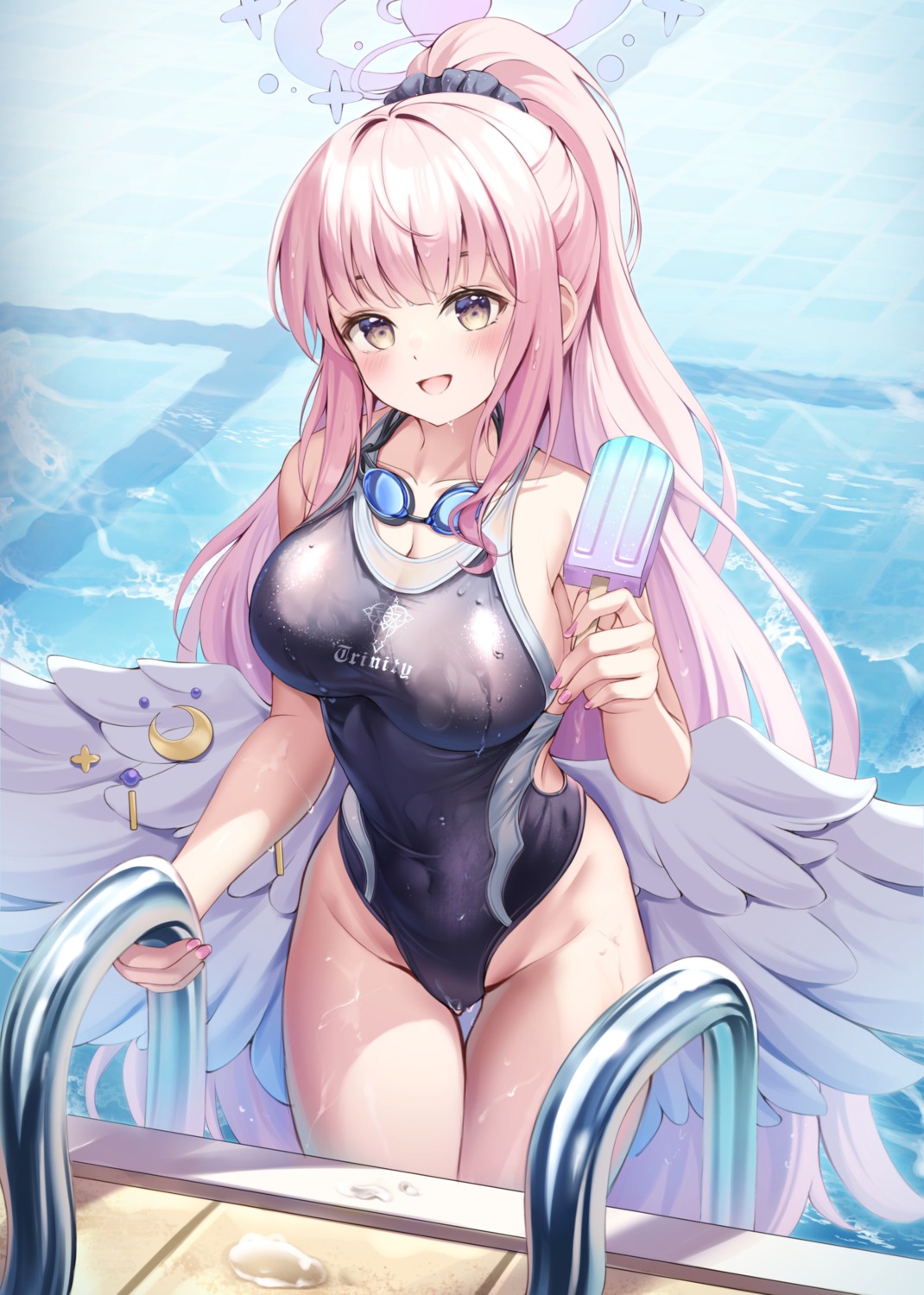 angel blue_archive bnari misono_mika swimsuits wet wings