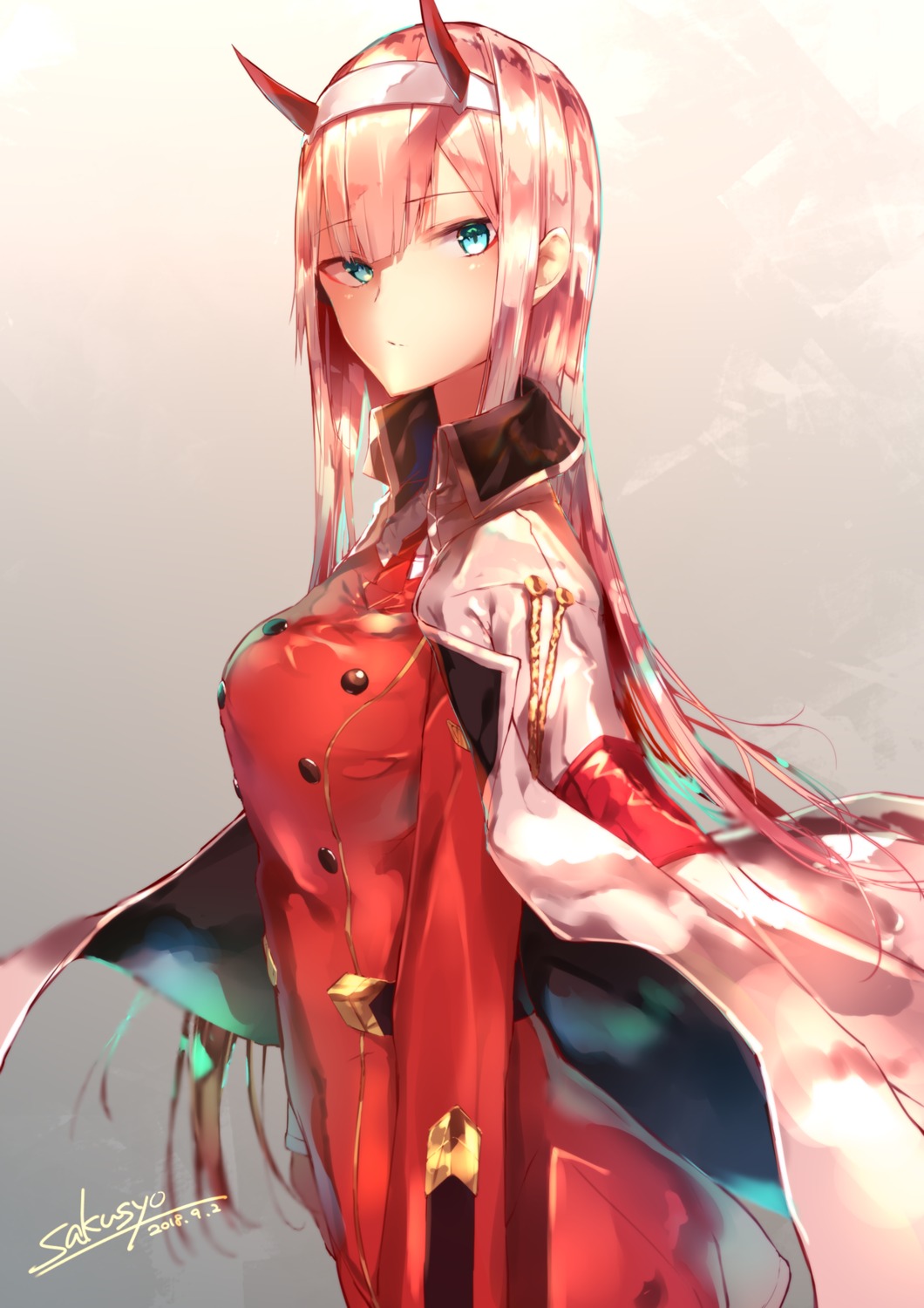 darling_in_the_franxx horns sakusyo uniform zero_two_(darling_in_the_franxx)