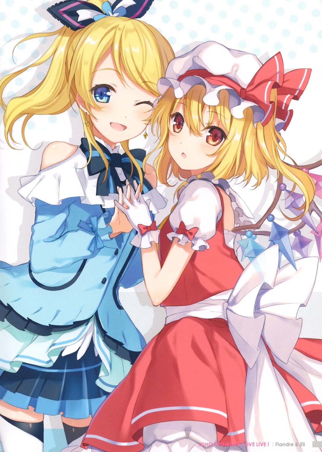 6u ayase_eli crossover eternal_land flandre_scarlet love_live! thighhighs touhou wings