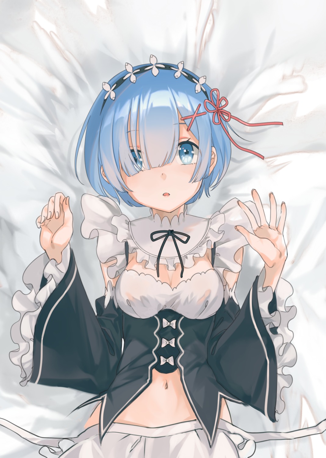 al_mican cleavage maid re_zero_kara_hajimeru_isekai_seikatsu rem_(re_zero) see_through