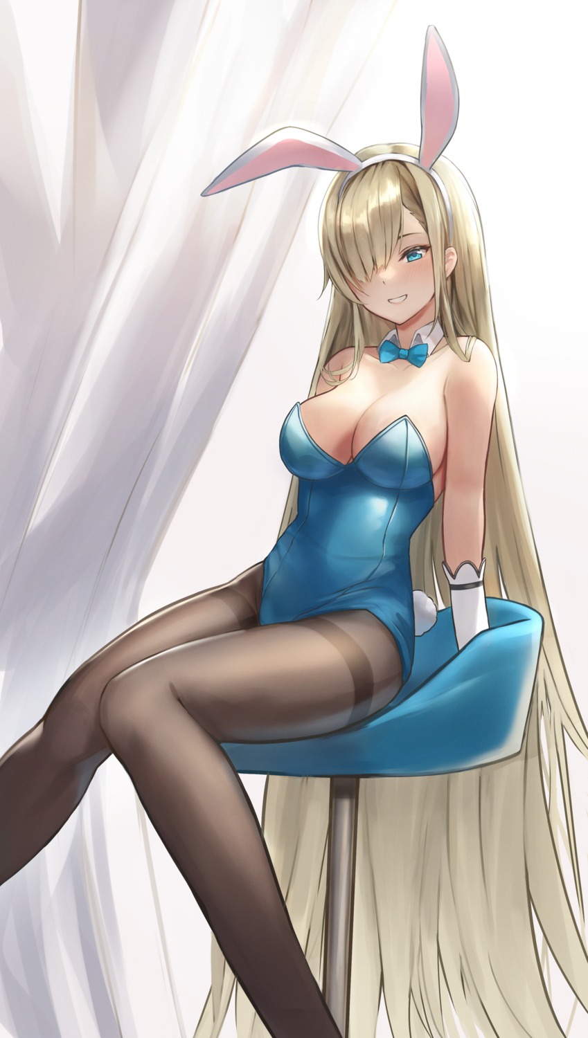 animal_ears blue_archive bunny_ears bunny_girl gileu ichinose_asuna no_bra pantyhose tail