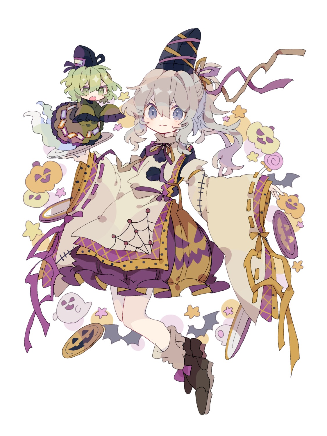 asian_clothes chibi halloween mononobe_no_futo nikorashika soga_no_tojiko touhou