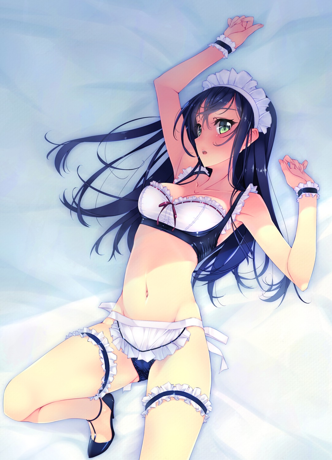 bra garter heels maid murakami_suigun pantsu