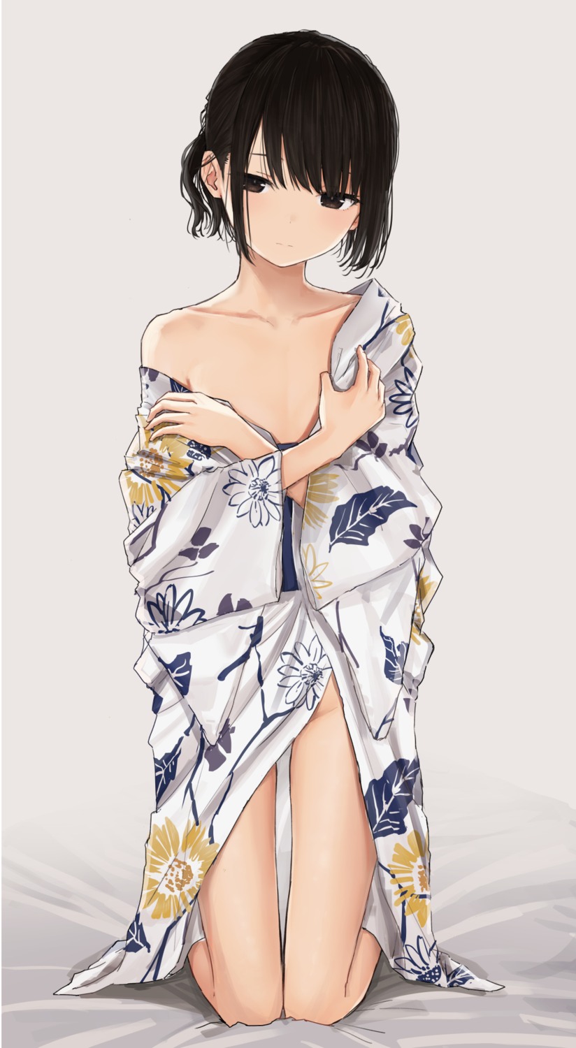 breast_hold no_bra nopan open_shirt yukata zuima