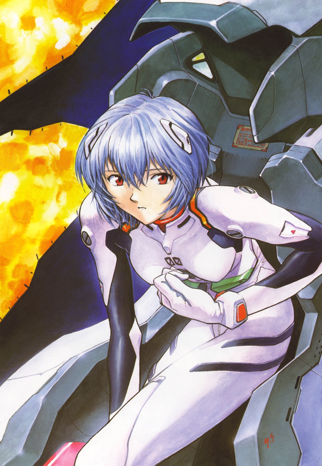 ayanami_rei bodysuit neon_genesis_evangelion sadamoto_yoshiyuki