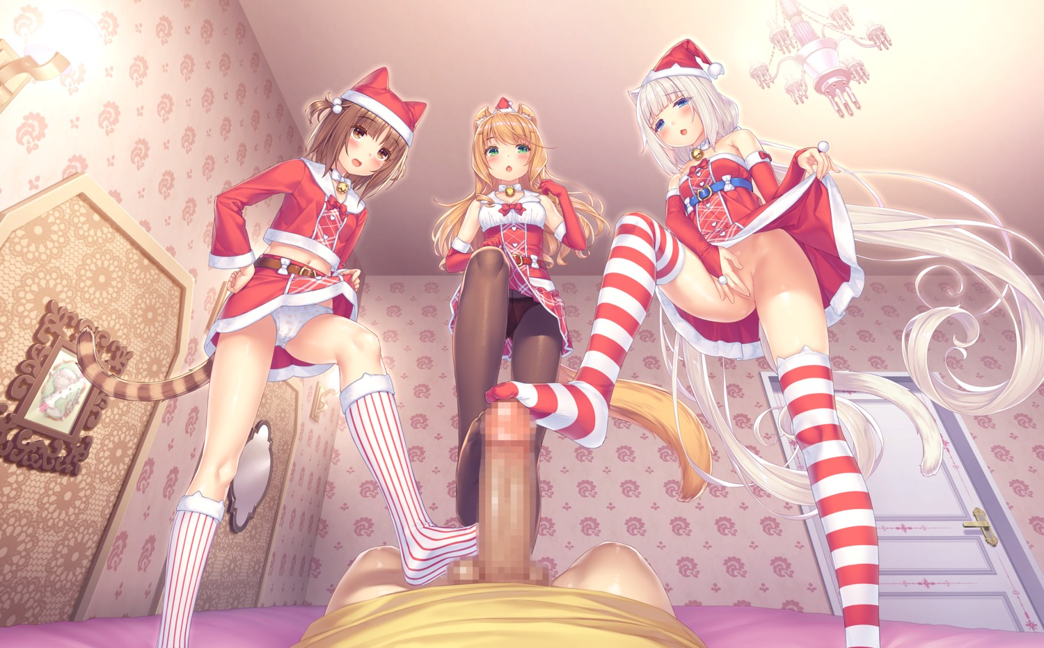 animal_ears azuki cameltoe christmas feet footjob game_cg loli maple_(nekopara) masturbation minaduki_kashou neko_works nekomimi nekopara nopan pantsu penis sayori skirt_lift tail vanilla