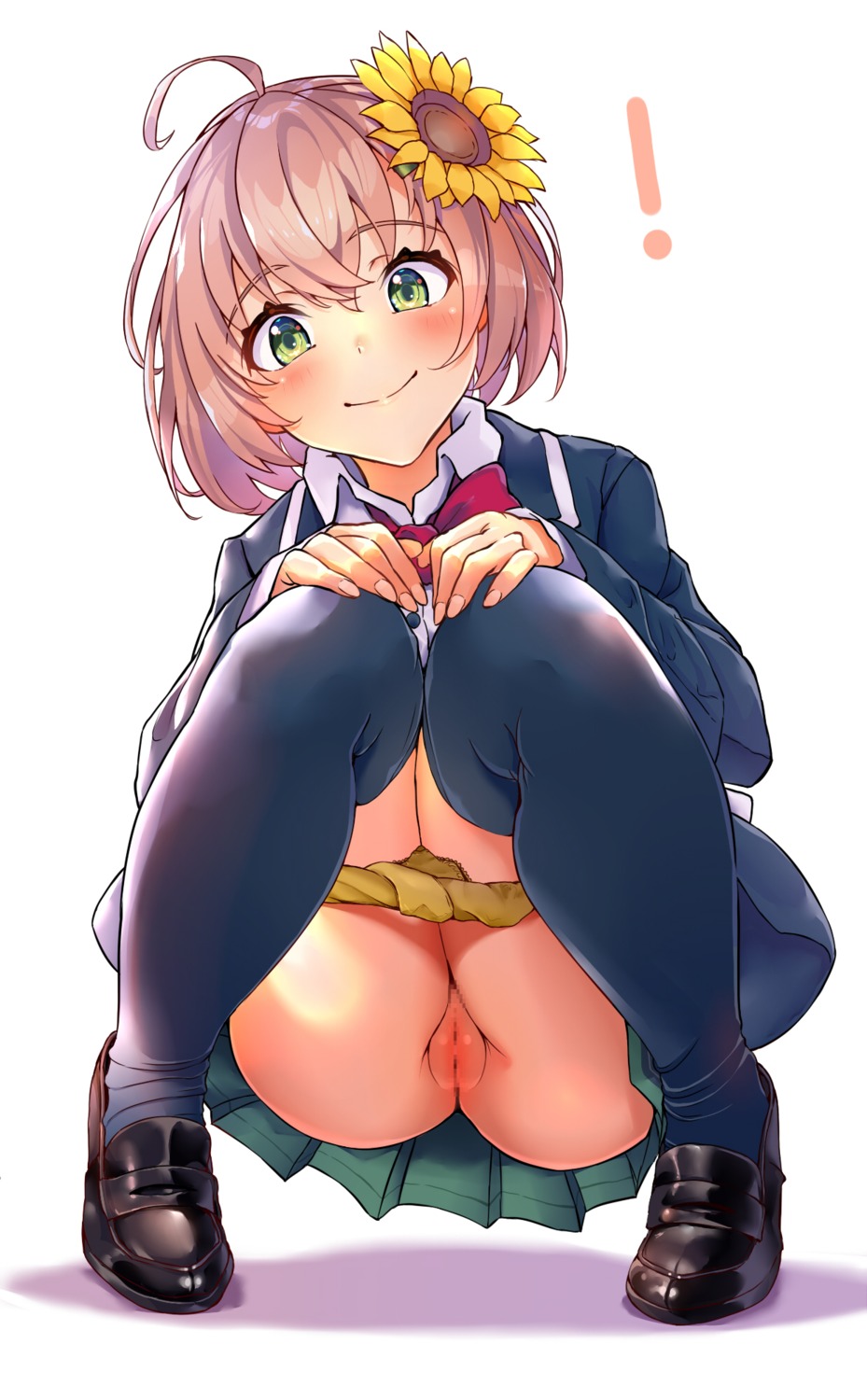 censored honma_himawari kilesha nijisanji nijisanji_gamers pantsu panty_pull pussy seifuku thighhighs