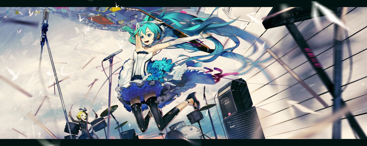 7th_dragon 7th_dragon_2020 el-zheng hatsune_miku kagamine_rin thighhighs vocaloid