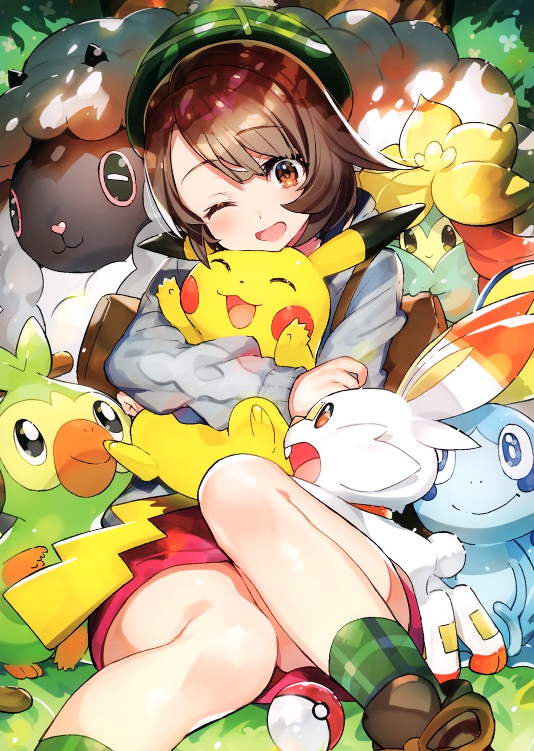 gossifleur grookey mika_pikazo pikachu pokemon pokemon_swsh scorbunny sobble wooloo yuuri_(pokemon)