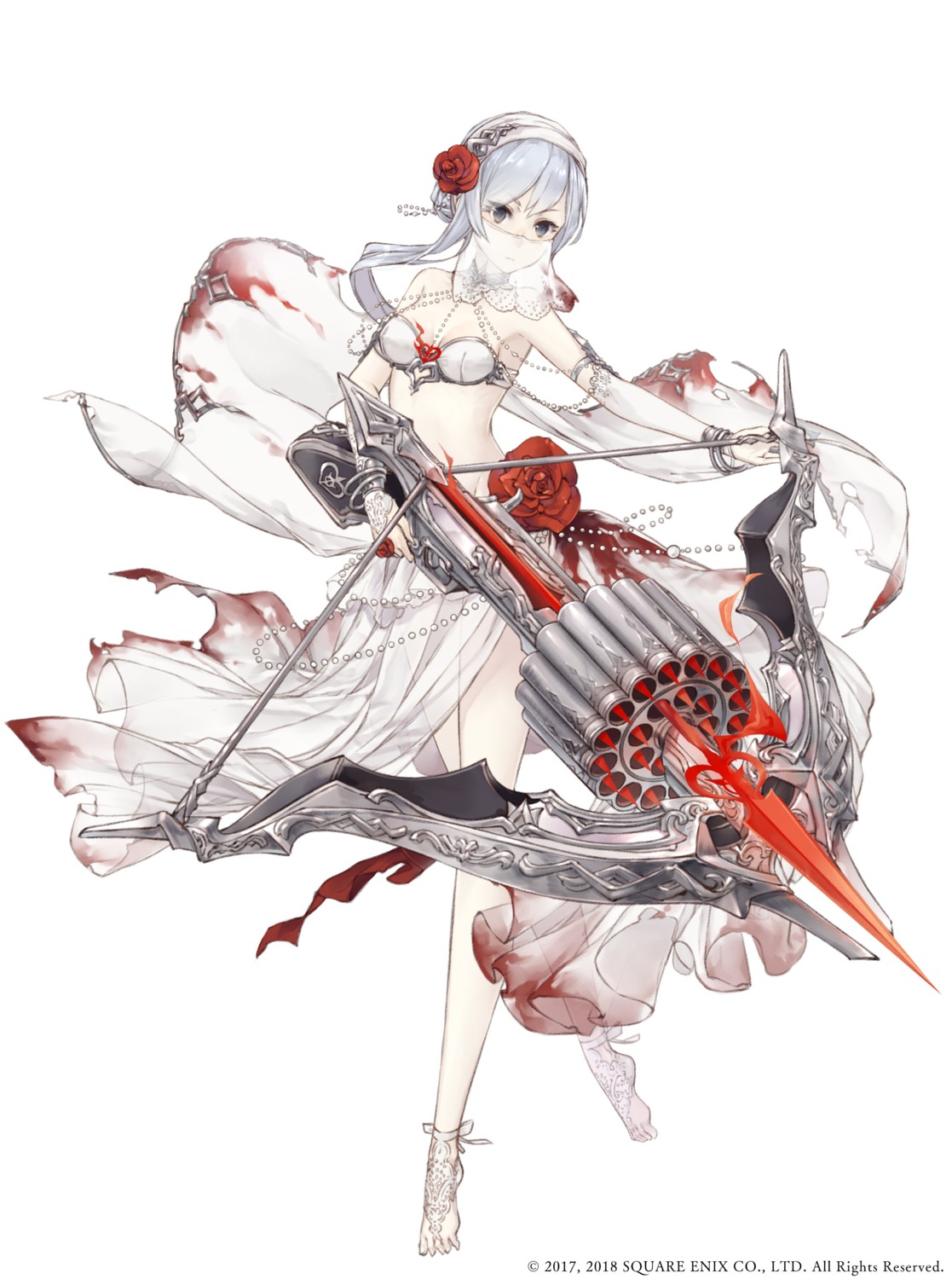 bikini_armor blood cleavage ji_no see_through sinoalice snow_white_(sinoalice) weapon