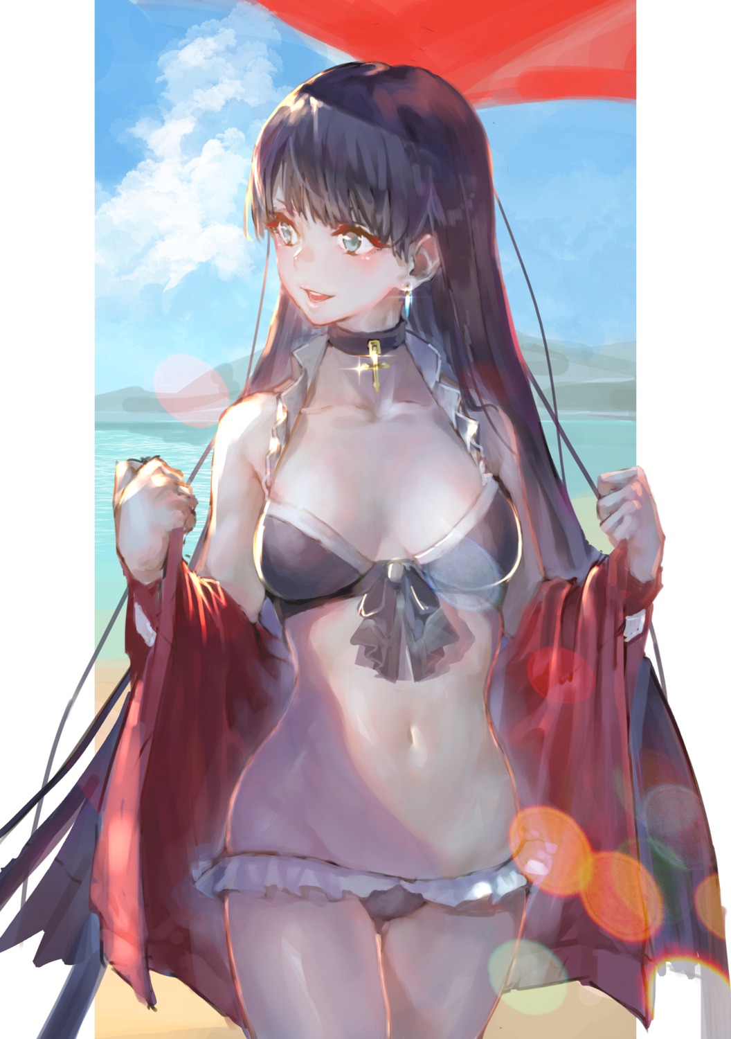 bikini cleavage fate/grand_order open_shirt rolua saint_martha swimsuits