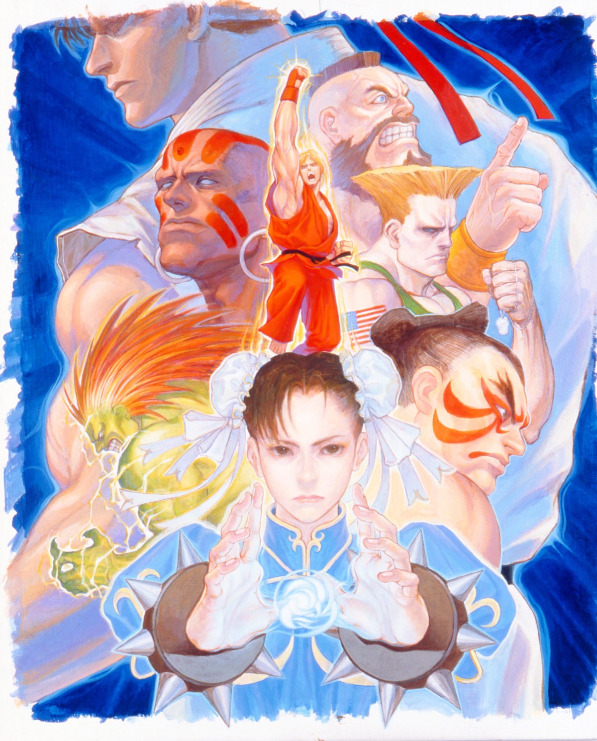 Street Fighter II, blanka, chun-li, dhalsim, e honda, guile, ken