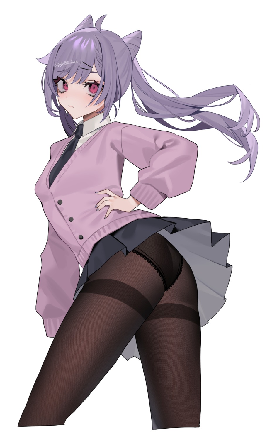 ass bebe_pp genshin_impact keqing pantsu pantyhose seifuku skirt_lift sweater