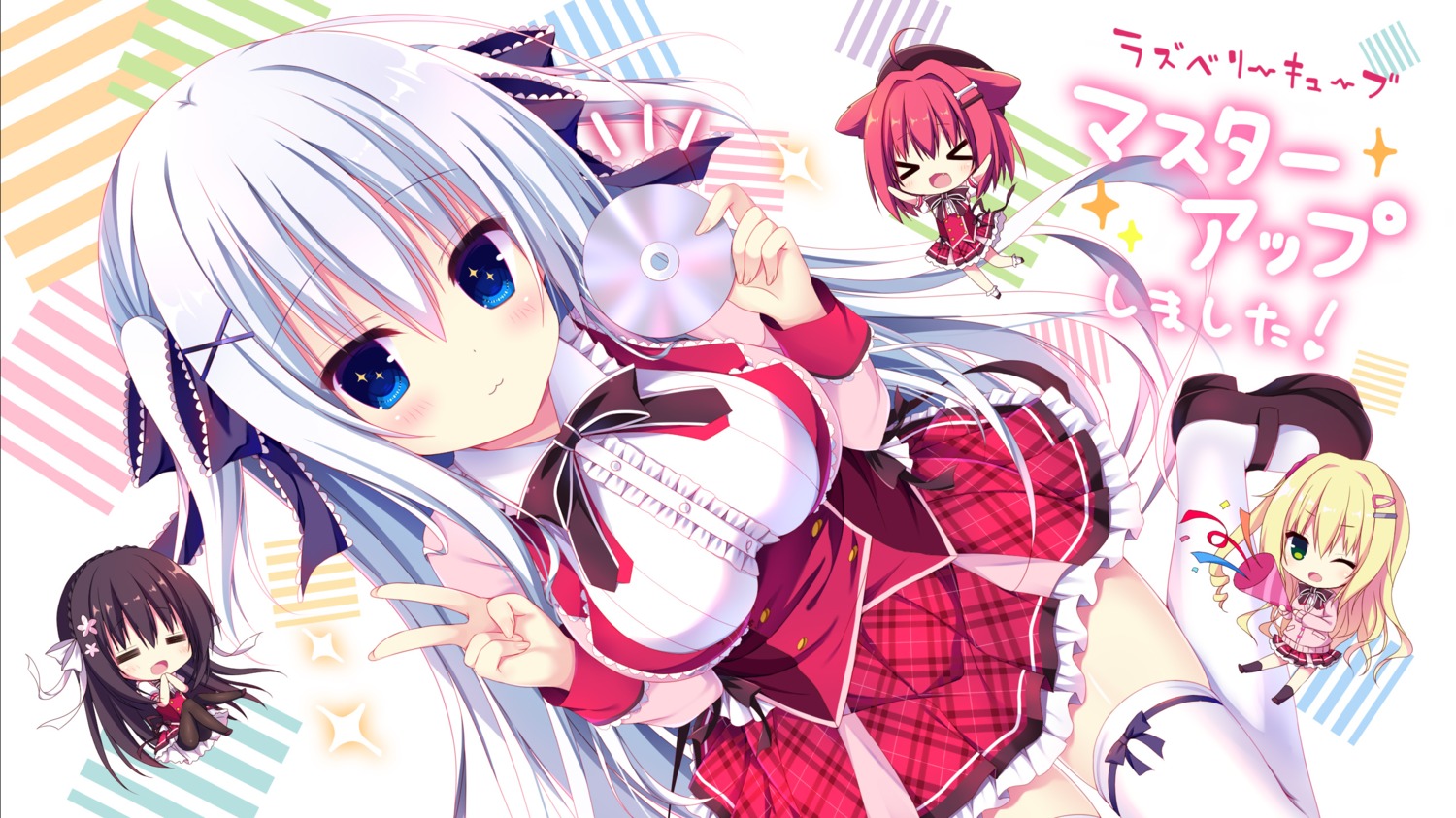 chibi hasune heels kaidou_mikoto kanou_minato madosoft pantyhose raspberry_cube sakuraba_victoria_ruri seifuku thighhighs wallpaper yuduki_yuu