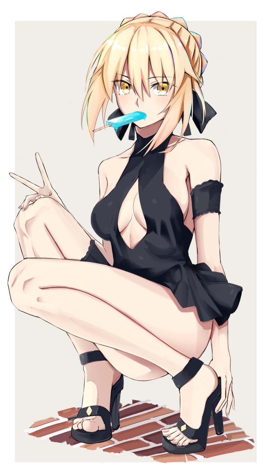 cleavage dress fate/grand_order heels no_bra saber saber_alter yuchio