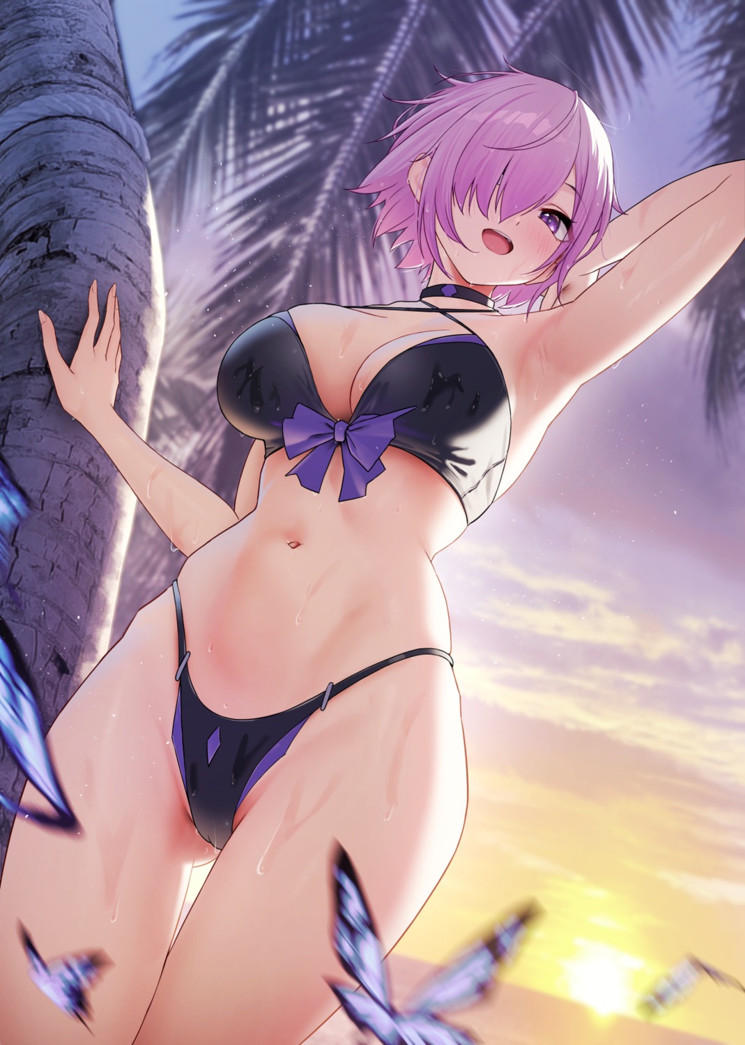 bikini cameltoe fate/grand_order mash_kyrielight solar_(happymonk) swimsuits wet