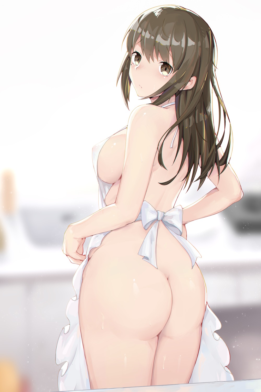 areola ass naked_apron nanami_kazuki see_through