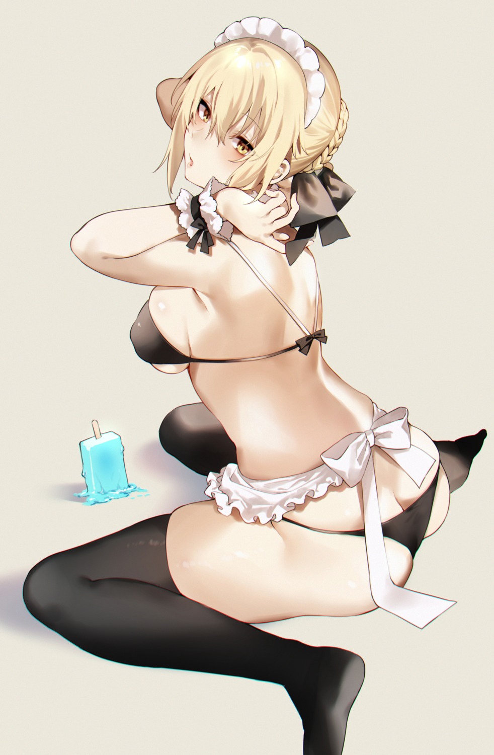 ass bikini danimaru erect_nipples fate/grand_order maid saber saber_alter swimsuits thighhighs