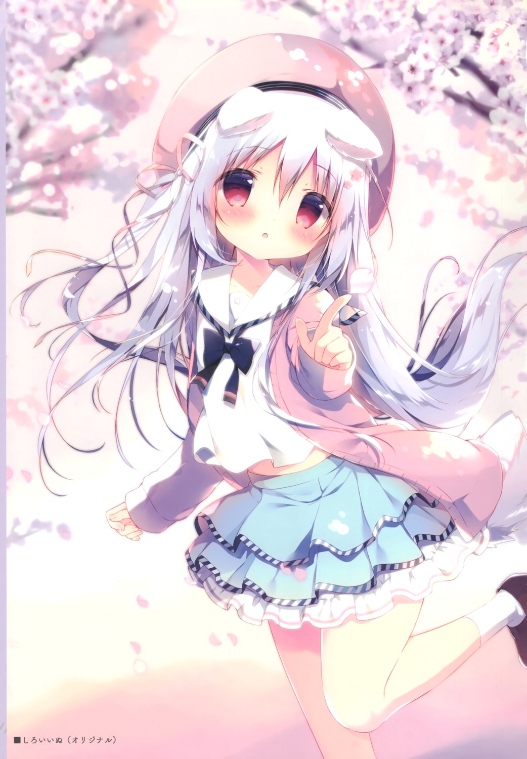 animal_ears inumimi seifuku shiratama shiratamaco shiroi_inu sweater tail