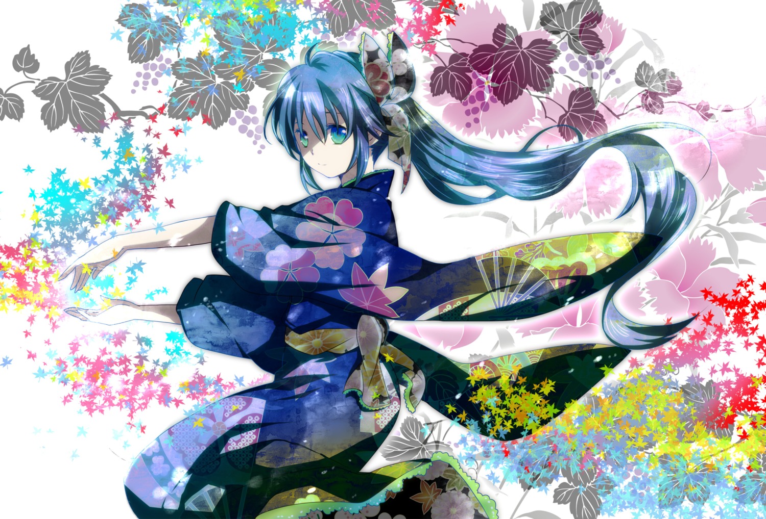 hatsune_miku kimono mariwai vocaloid