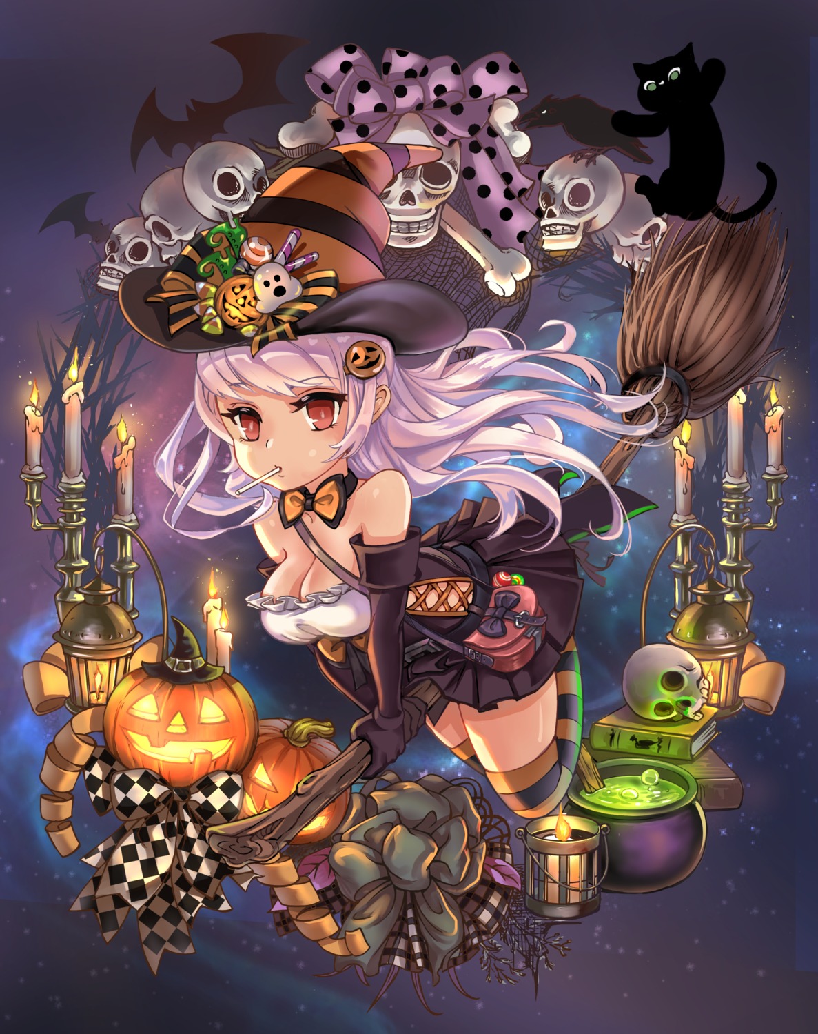 bonury cleavage halloween thighhighs witch