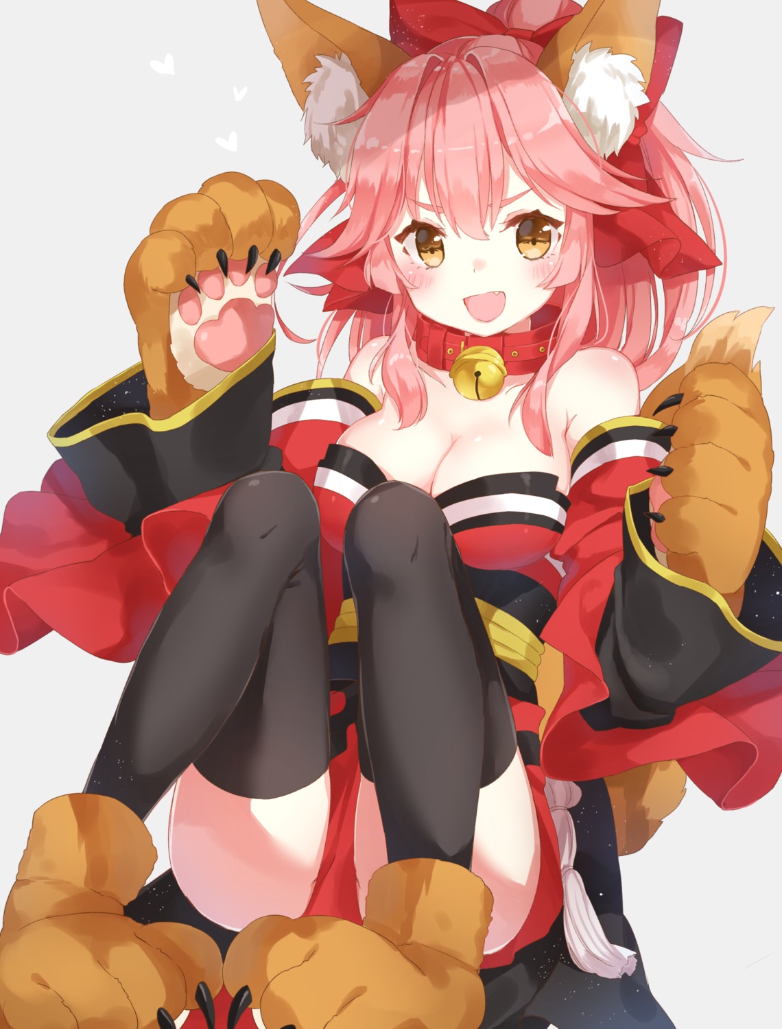 animal_ears cleavage fate/extra fate/grand_order fate/stay_night jimmy kitsune tail tamamo_cat thighhighs