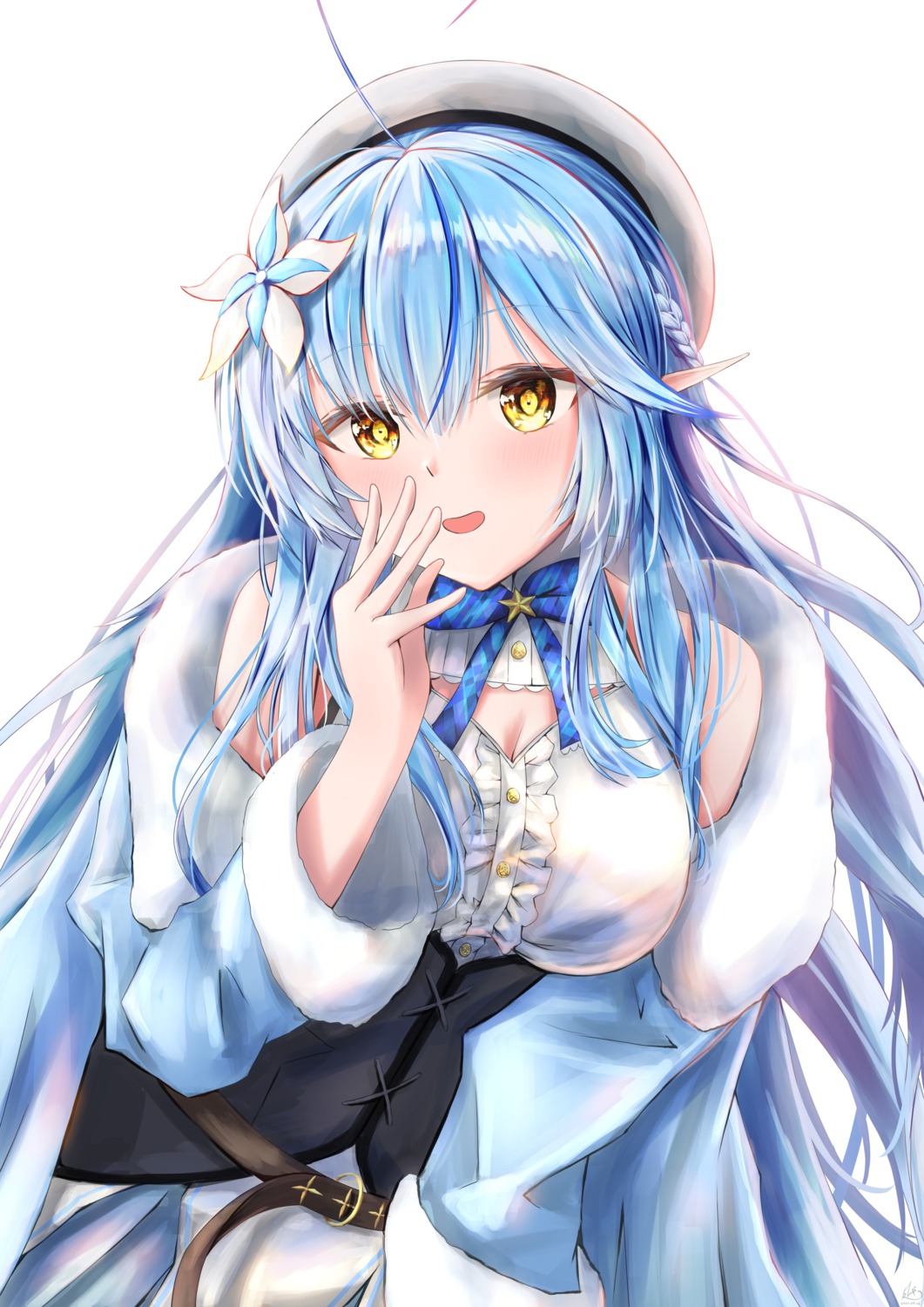 cleavage daidai_(daidai826) elf hololive pointy_ears yukihana_lamy