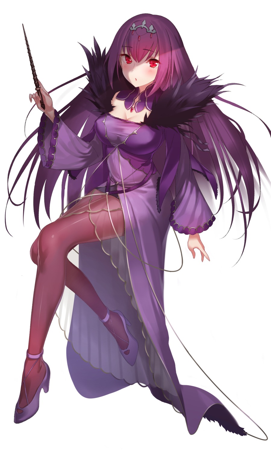 cleavage dress fate/grand_order green322 heels pantyhose scathach_skadi see_through weapon