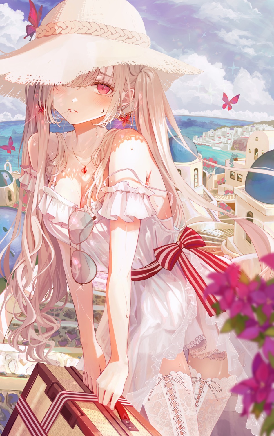 dress ito_lab megane see_through summer_dress thighhighs