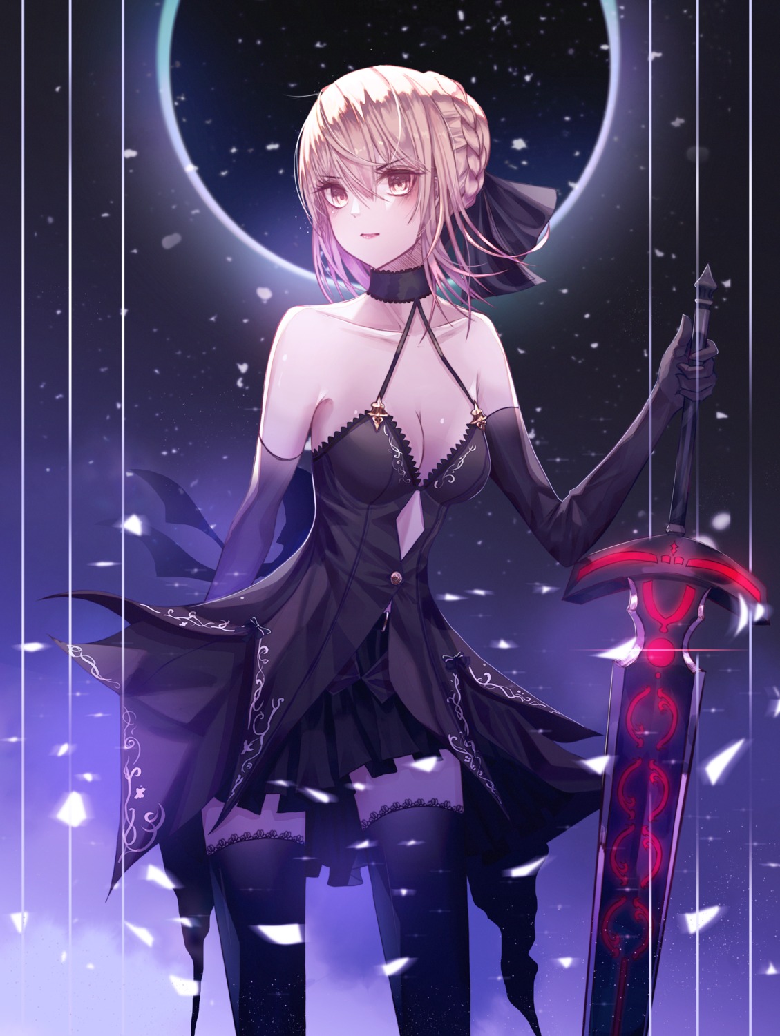 cleavage domi_(hongsung0819) fate/grand_order saber saber_alter sword thighhighs