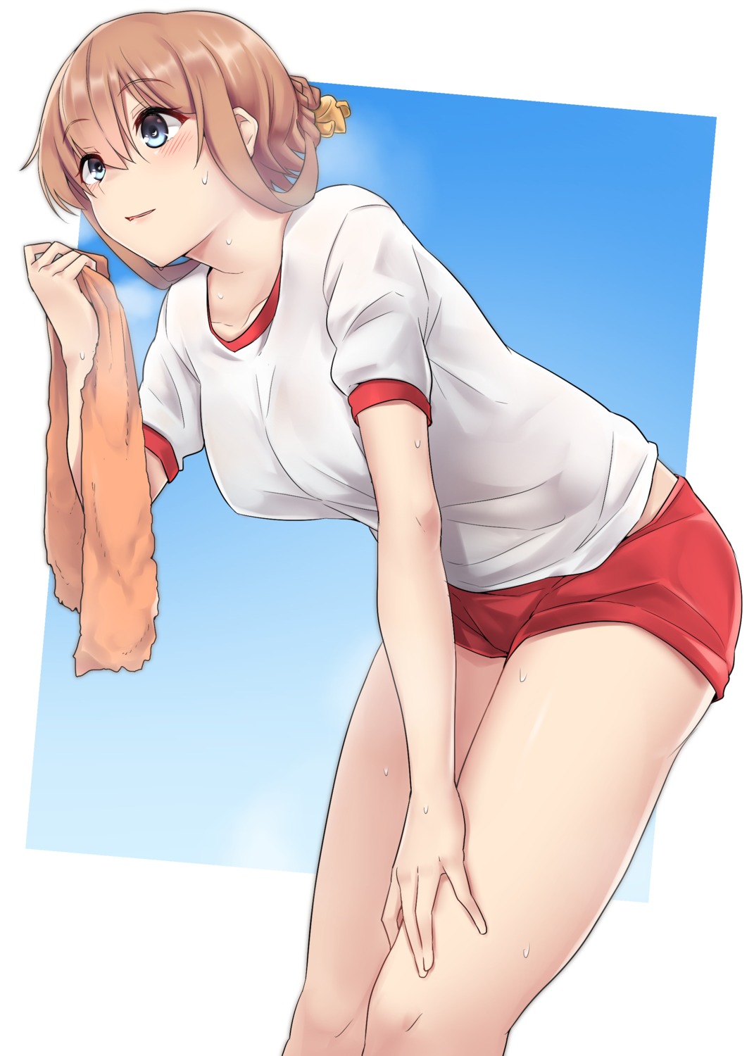 gym_uniform kantai_collection kiritto see_through teruzuki_(kancolle) wet wet_clothes