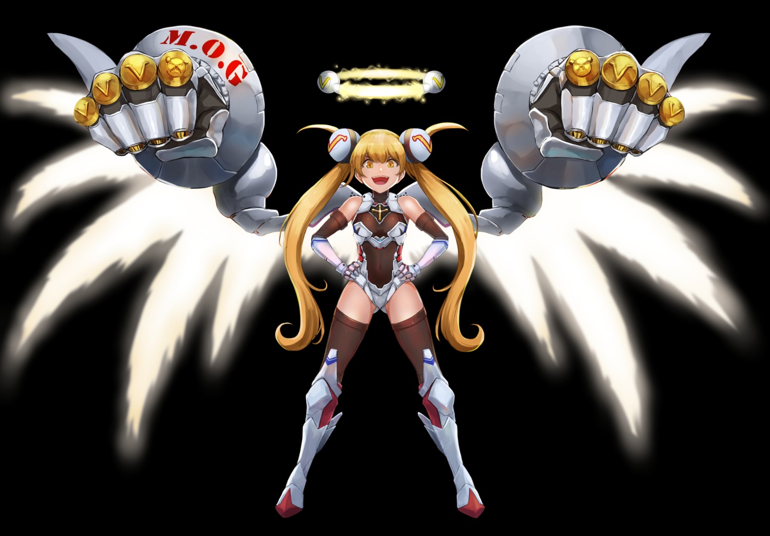 angel jojobirdz leotard mecha_musume thighhighs wings