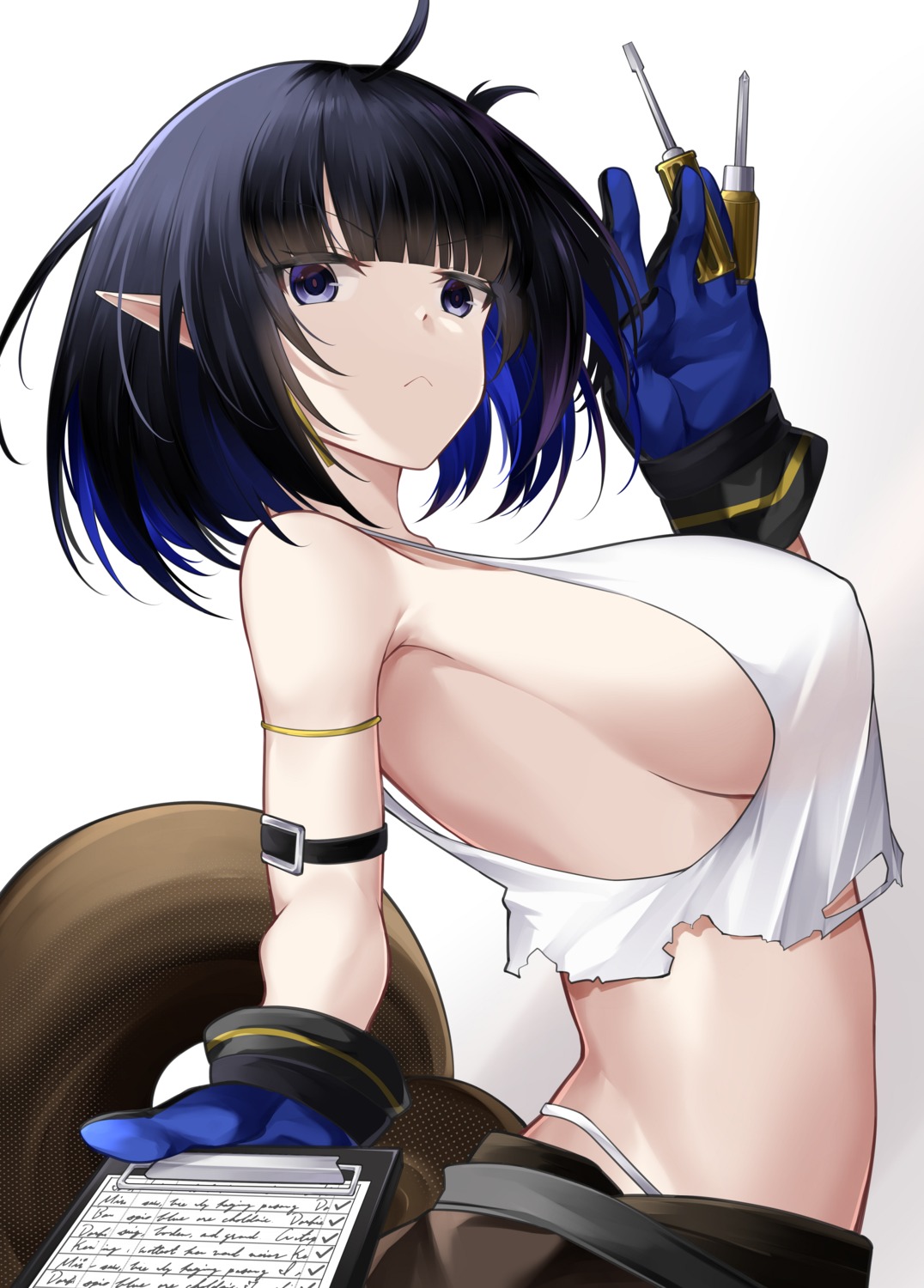 arknights eunectes_(arknights) no_bra pointy_ears tail yan_lie