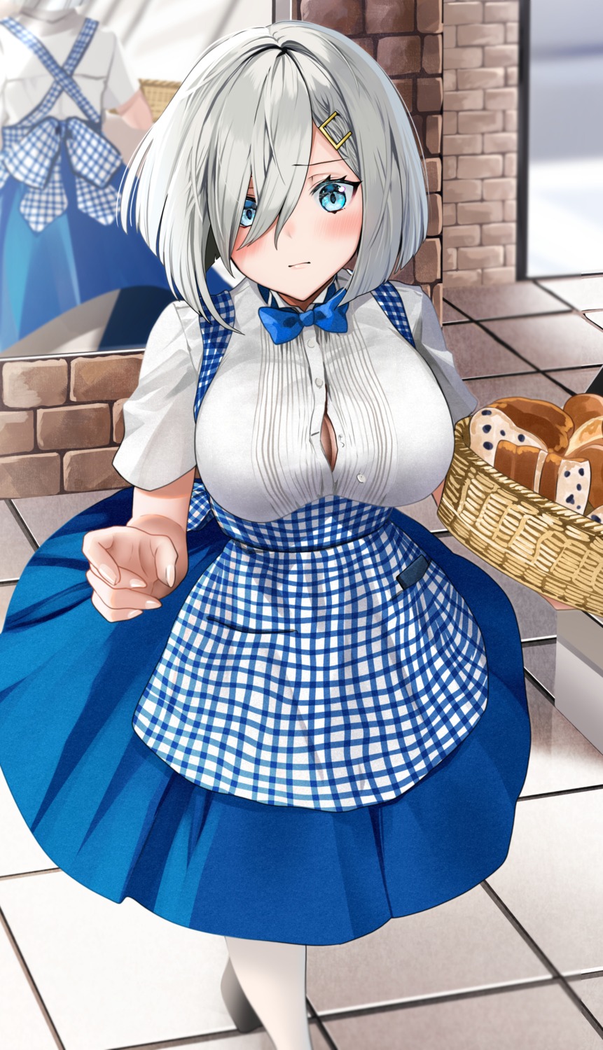 cleavage hamakaze_(kancolle) kantai_collection open_shirt uniform wardrobe_malfunction yunamaro