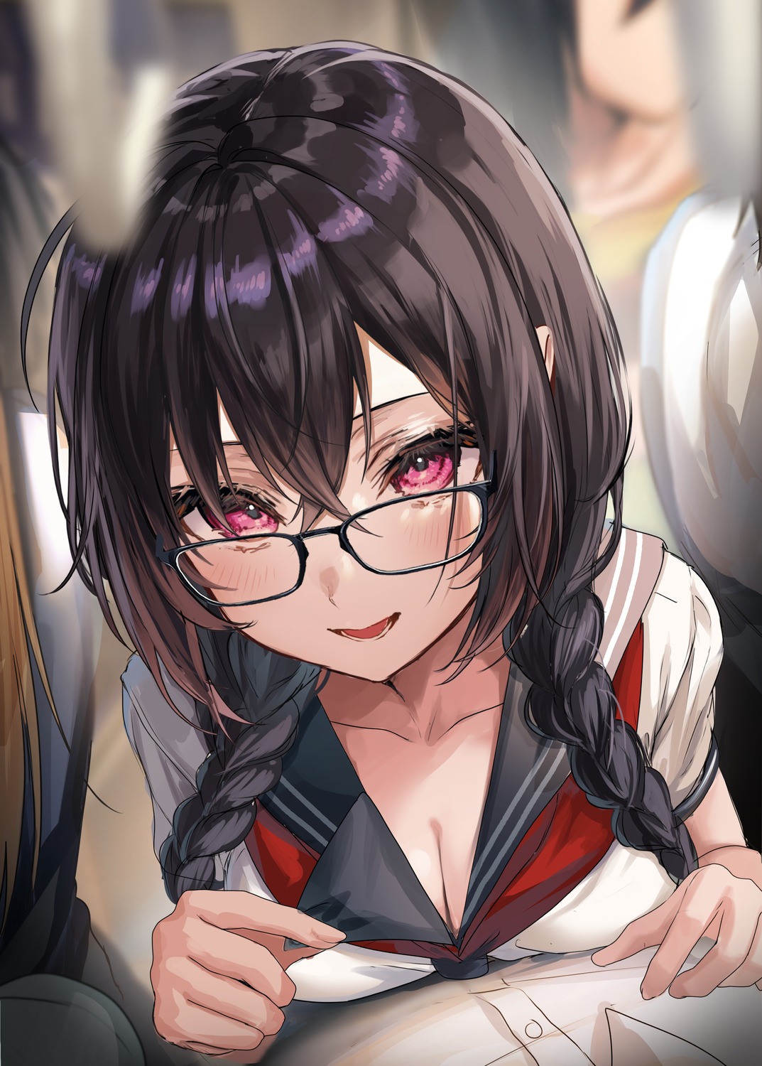 cleavage megane seifuku undressing yufou