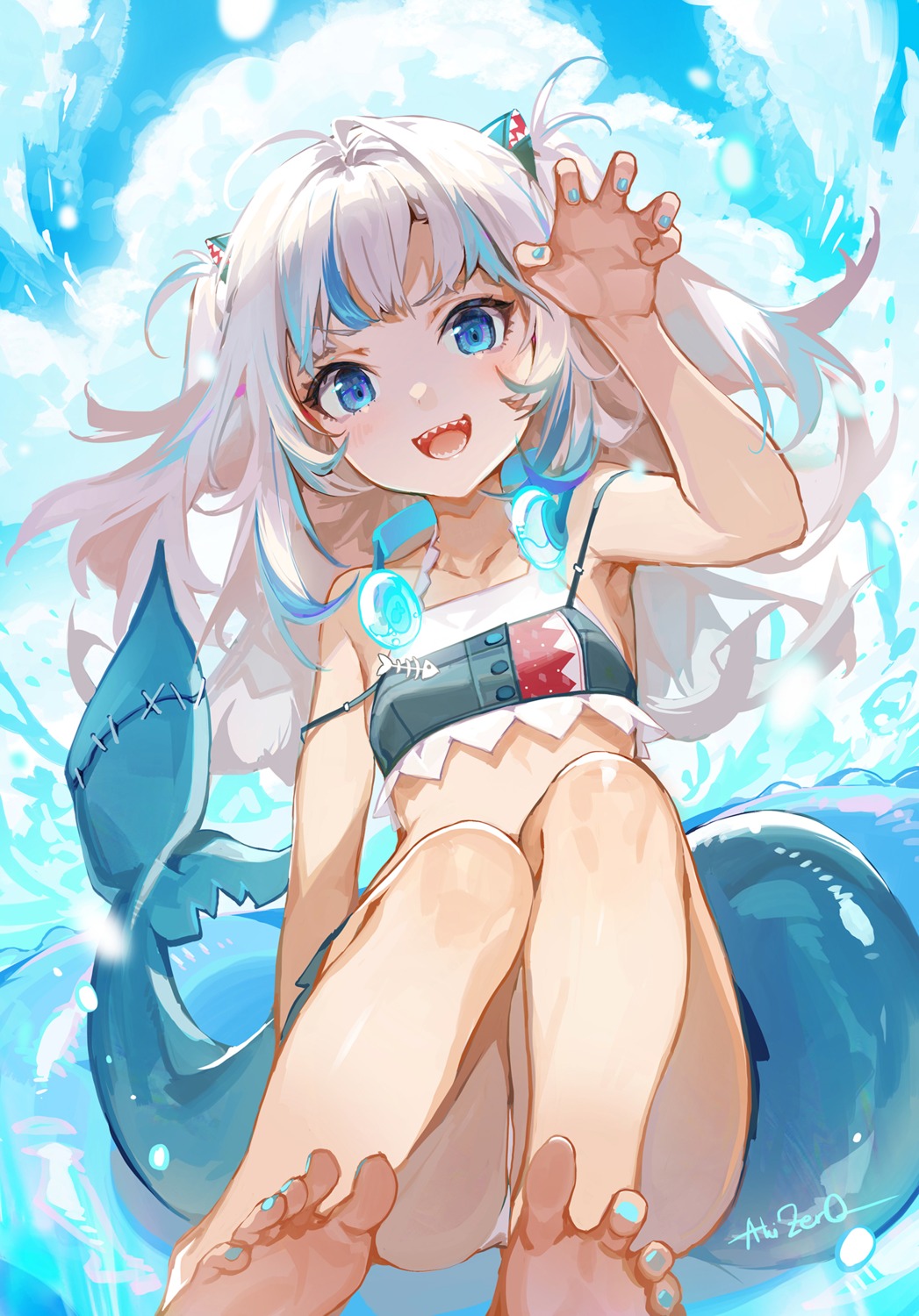 akizero1510 bikini feet gawr_gura hololive hololive_english loli swimsuits tail