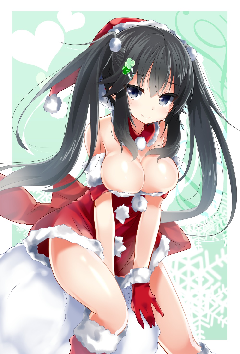 christmas cleavage dress kakao yotsuno_wakaba