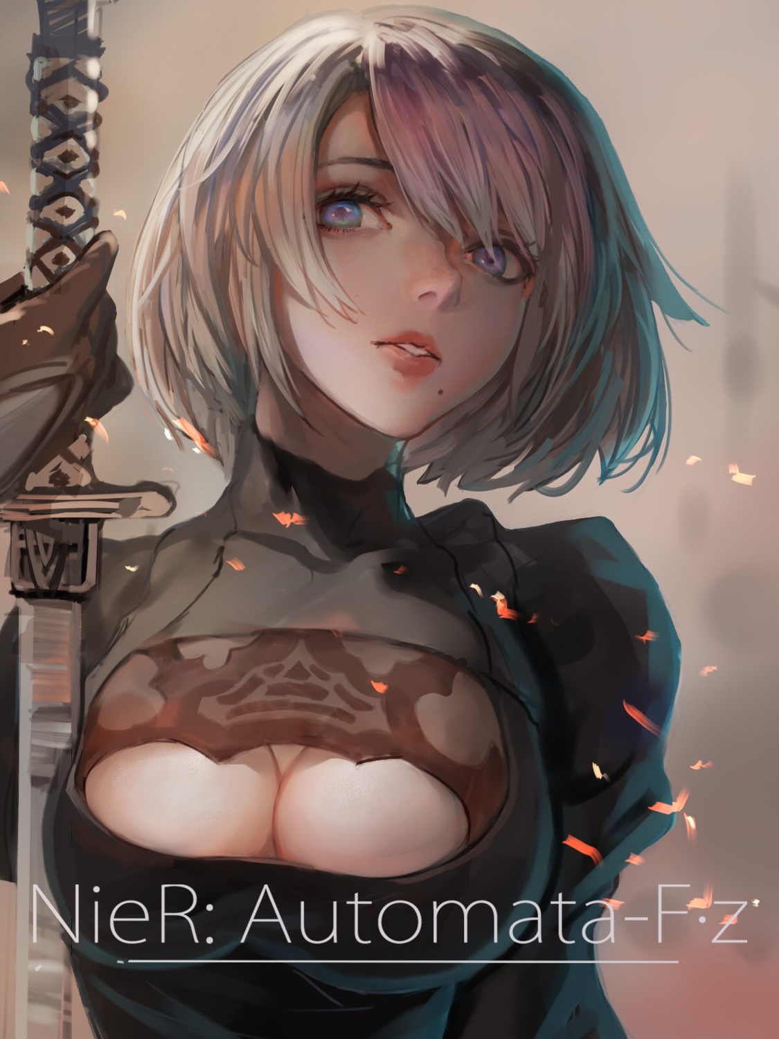 cleavage dress f.z nier_automata sword yorha_no.2_type_b