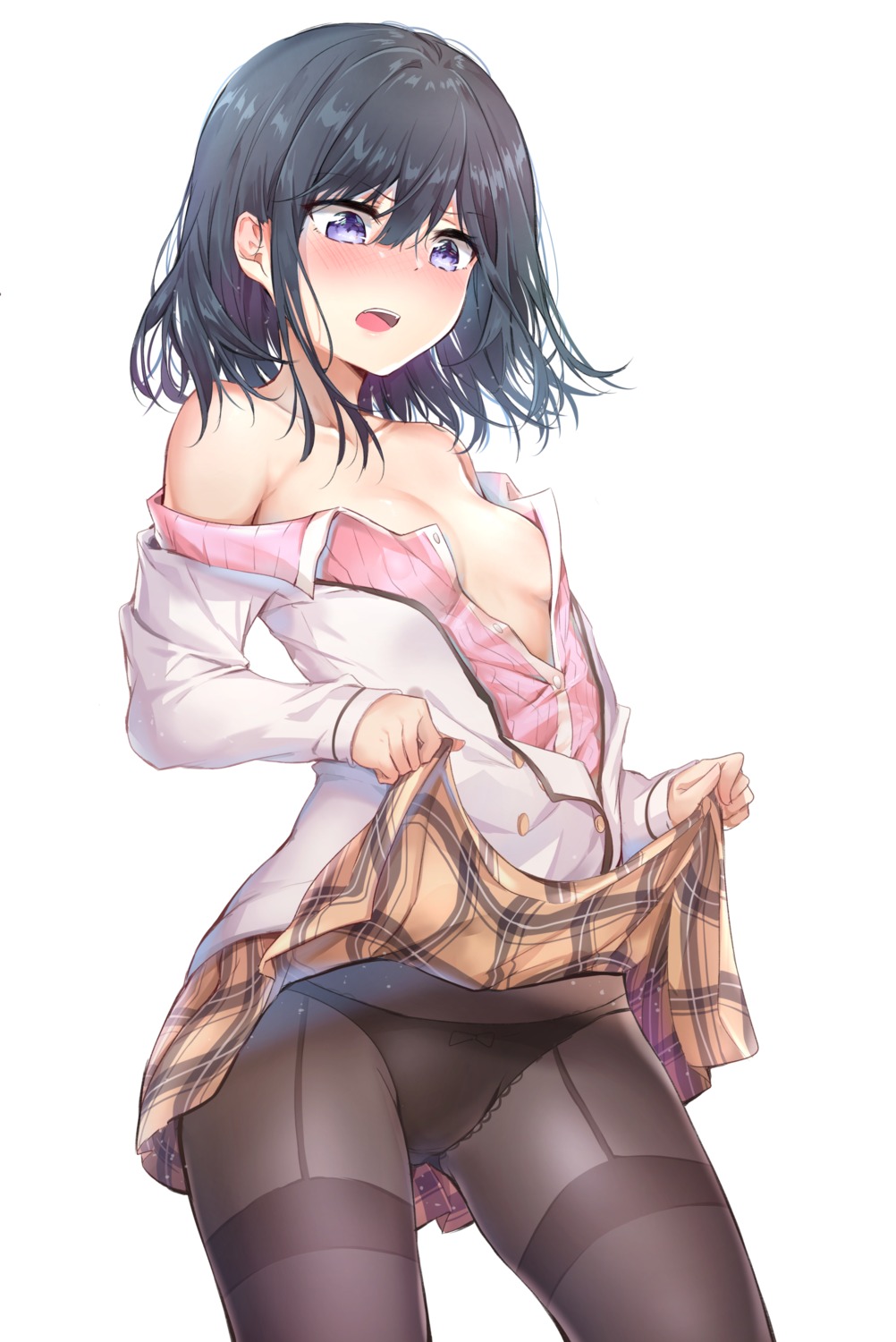 adagaki_aki masamune-kun_no_revenge no_bra open_shirt pantsu pantyhose seifuku skirt_lift sunhyun