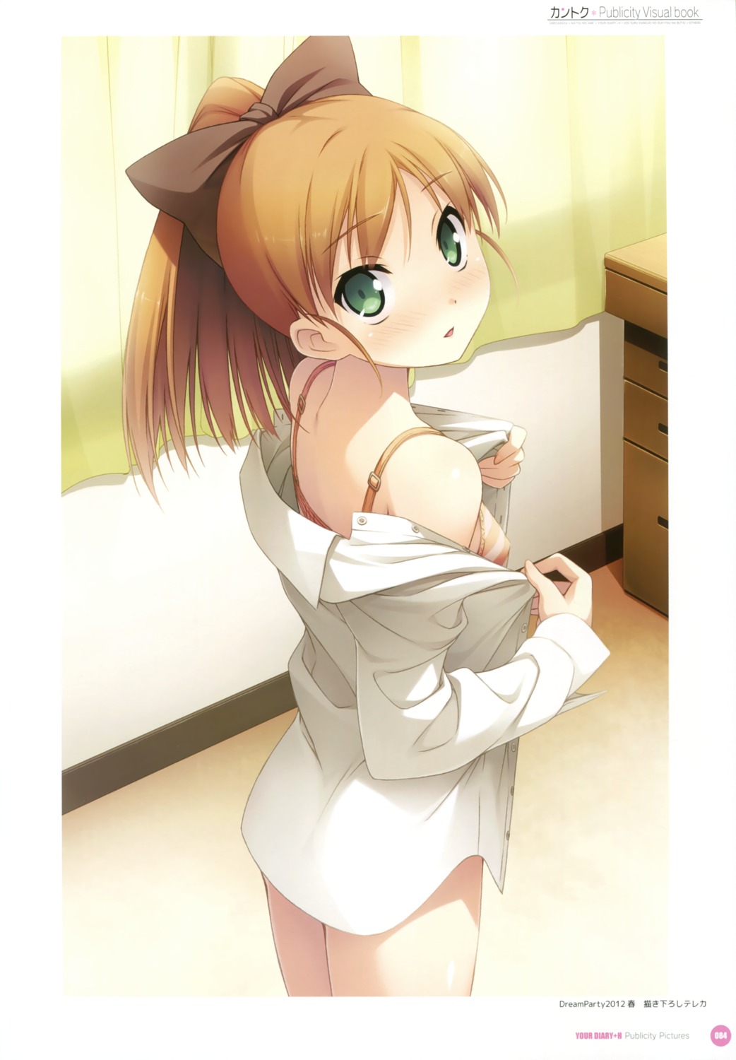 bra cube dress_shirt erect_nipples kantoku minagawa_yuuhi open_shirt undressing your_diary