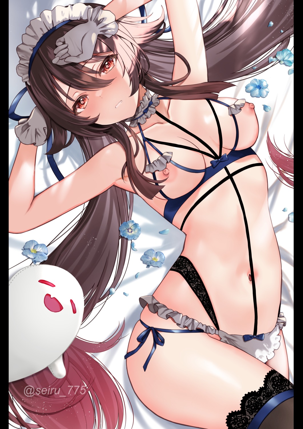 bikini genshin_impact hijiri_ruka hu_tao maid nipples swimsuits thighhighs