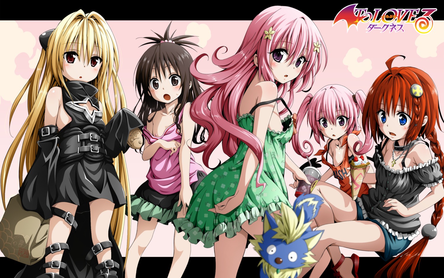 golden_darkness kurosaki_mea loli momo_velia_deviluke nana_asta_deviluke nipple_slip nipples no_bra tail to_love_ru to_love_ru_darkness toshi5765 wallpaper wardrobe_malfunction yuuki_mikan