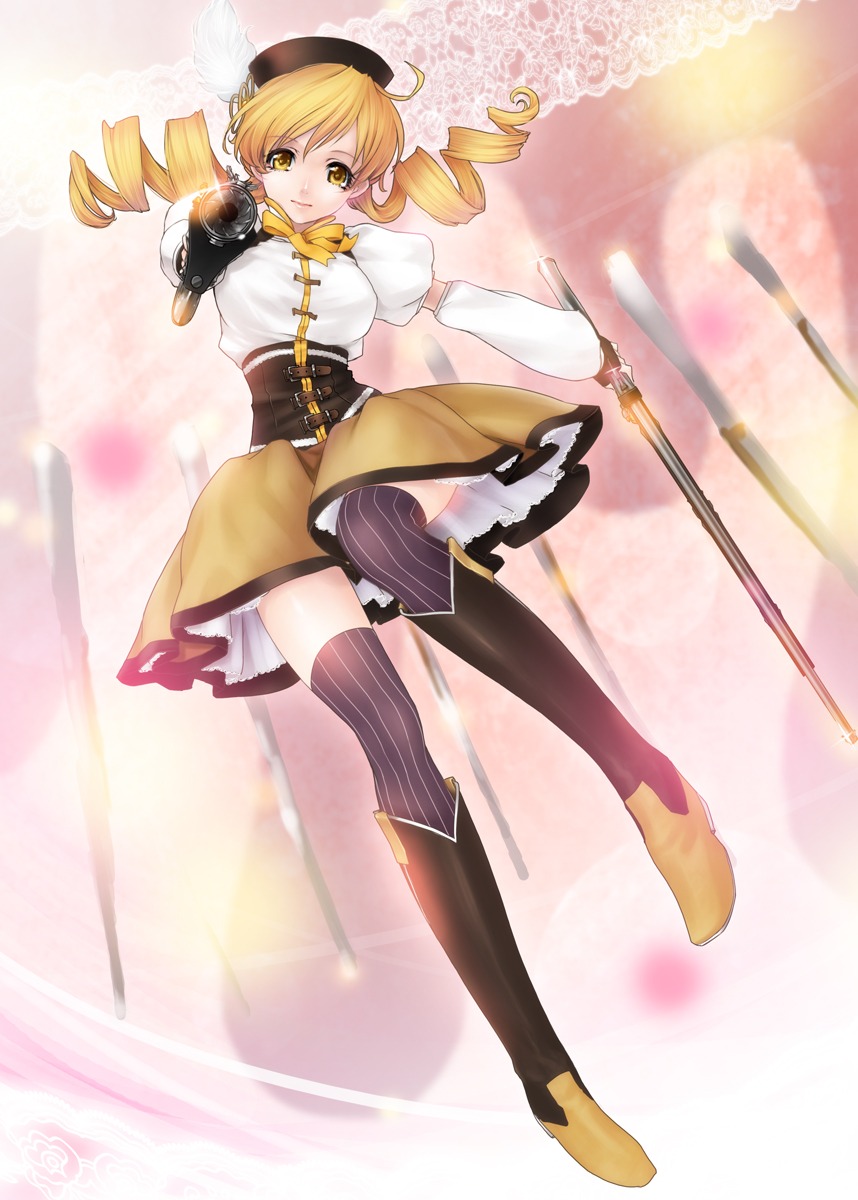 gun kunishige_keiichi puella_magi_madoka_magica thighhighs tomoe_mami