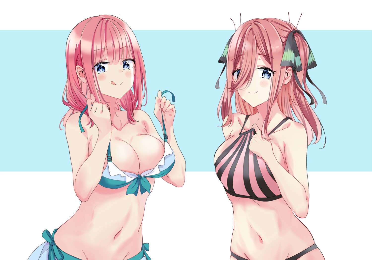 5-toubun_no_hanayome bikini nakano_miku nakano_nino nonbire swimsuits undressing