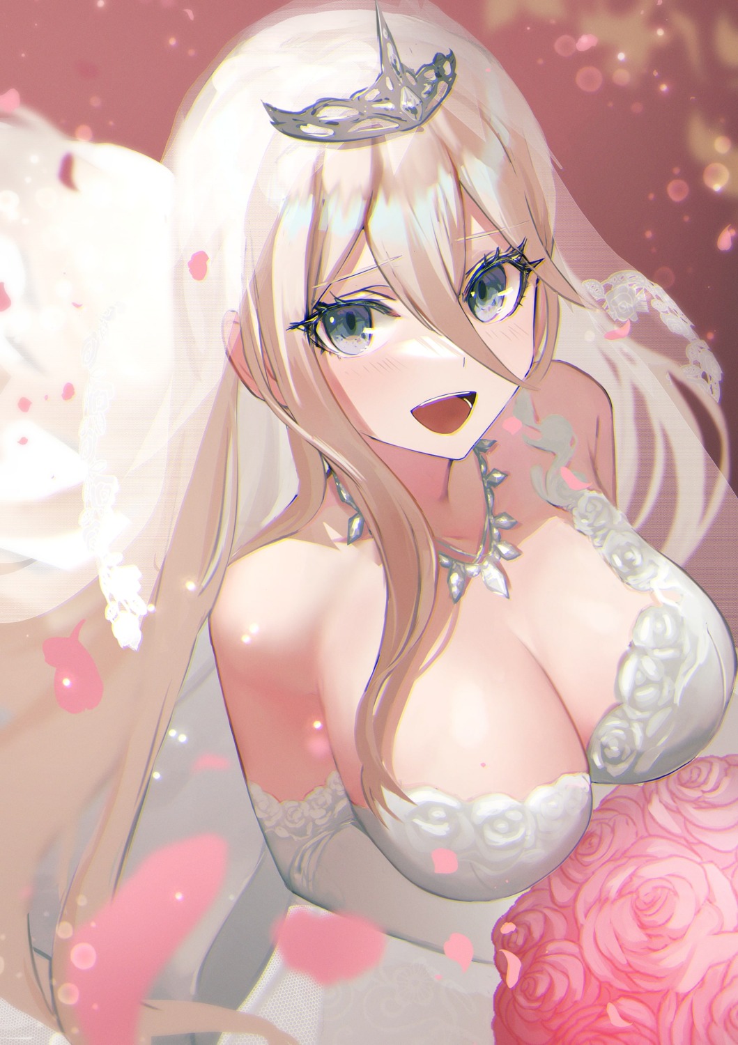 breast_hold dangan-ronpa dangan-ronpa_v3 dolce_(dolsuke) dress iruma_miu no_bra wedding_dress