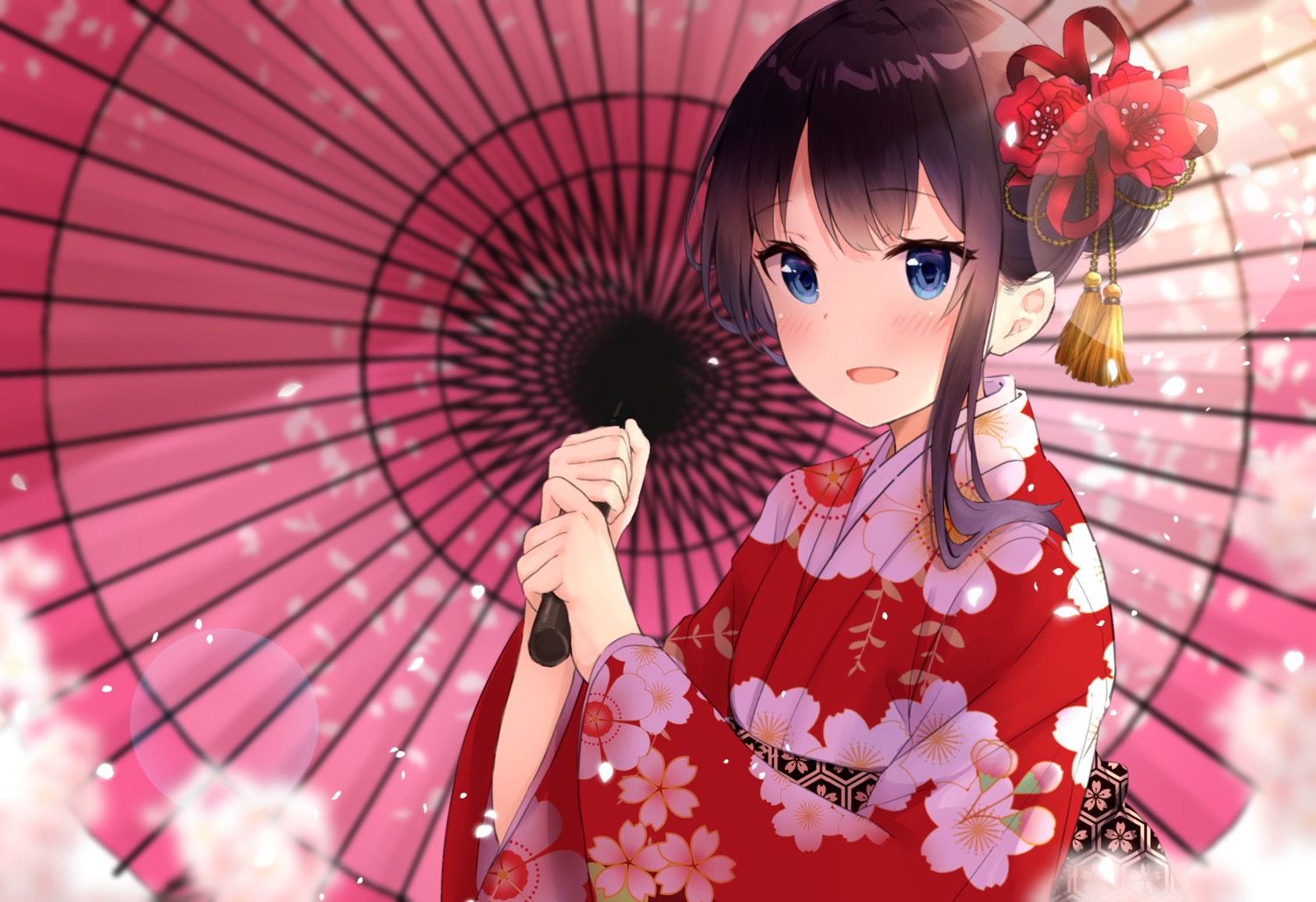 haru_(re_ilust) kimono umbrella