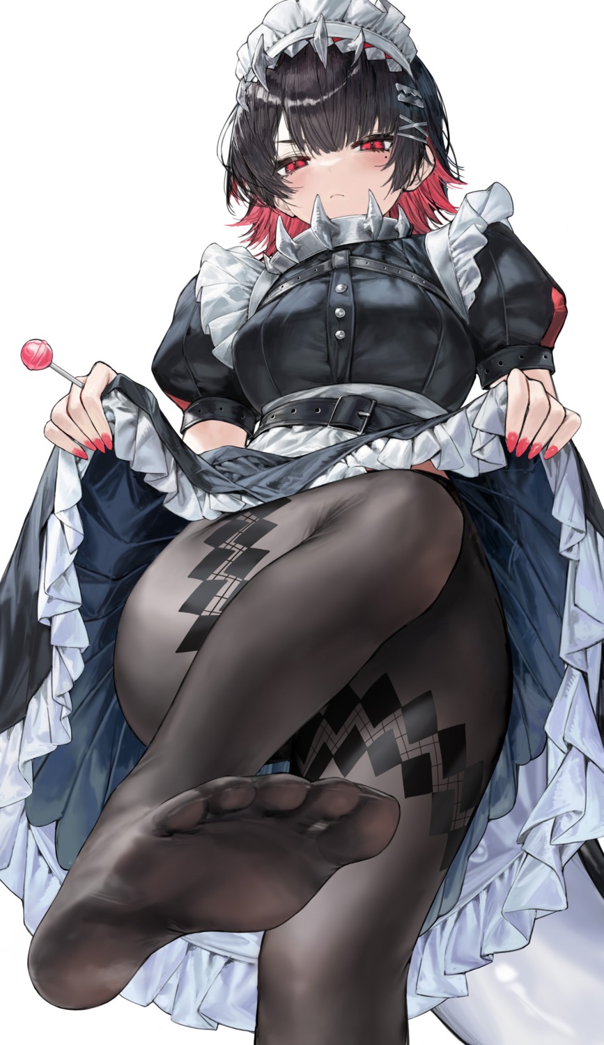 detexted ellen_joe feet maid pantyhose skirt_lift tail vinegar_kira zenless_zone_zero